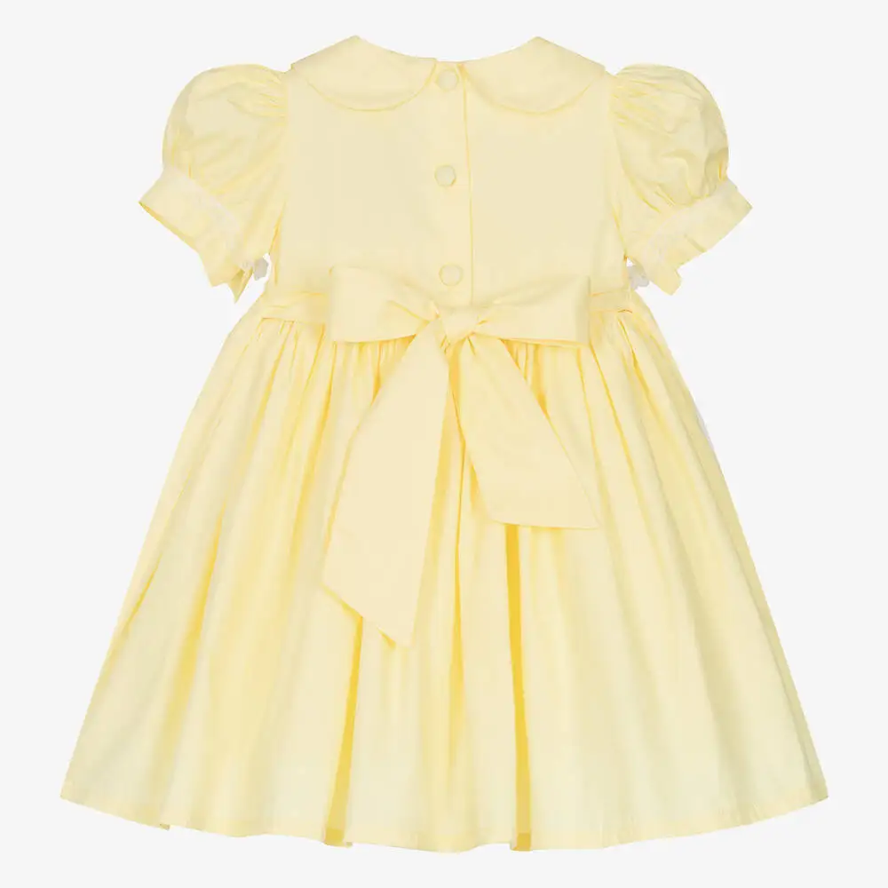 Princess Dress Baby Girl Yellow Dress Hand-smocked Clothes - Image 2