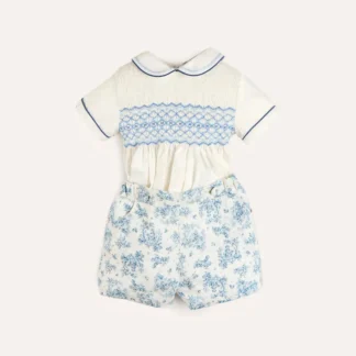 Hand-Smocked Peter Pan Collar Set Shirt