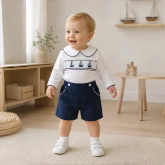 Baby Boys Smocked Boat Summer Set (Shirt & Shorts)