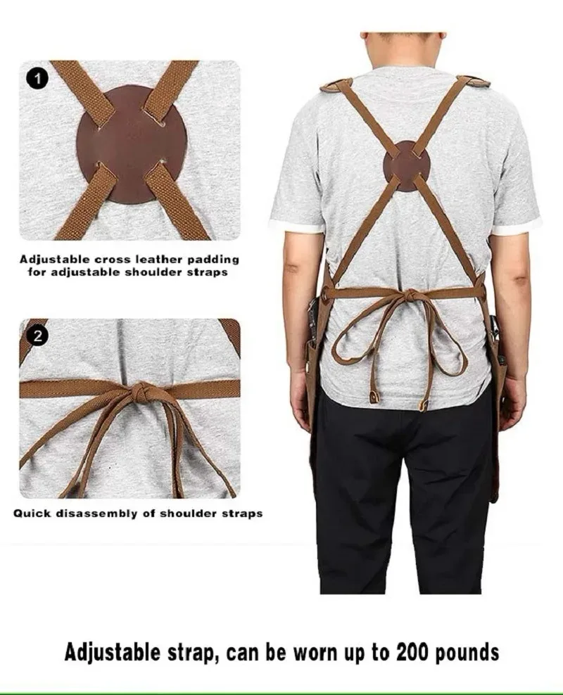 Thickened Waterproof Cotton Canvas Bib Apron, Work Clothes - Image 2