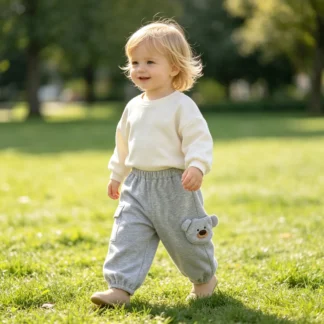 Boys Autumn 3D Bear Pocket Jogger Pants