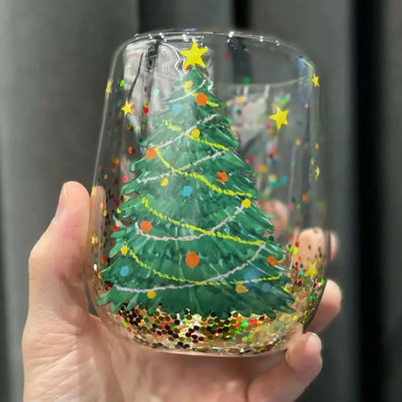 Clear Double Wall Glass Coffee Mug - Christmas Edition - Image 5