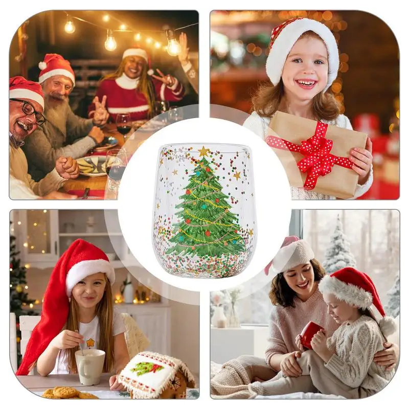 Clear Double Wall Glass Coffee Mug - Christmas Edition - Image 4