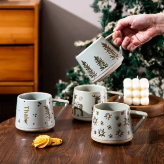 Hot 300ML Christmas Cup Original Coffee Cup Creative Home Ceramic Mug Office Party Breakfast Milk Cup New Year Gift