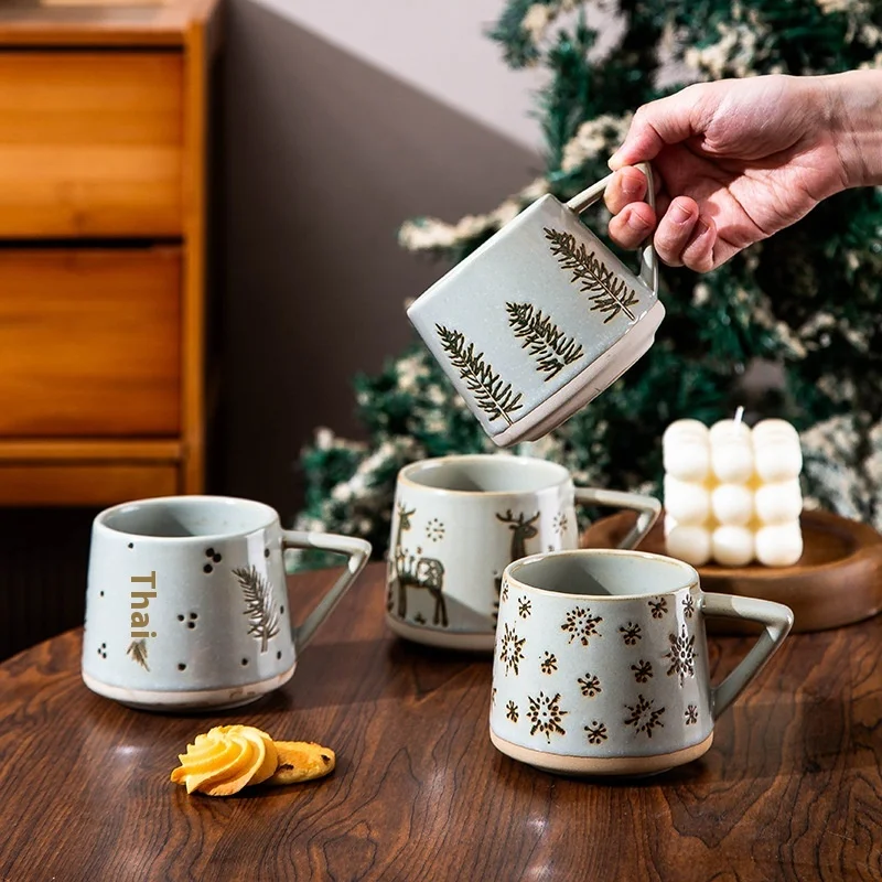 Hot 300ML Christmas Cup Original Coffee Cup Creative Home Ceramic Mug Office Party Breakfast Milk Cup New Year Gift