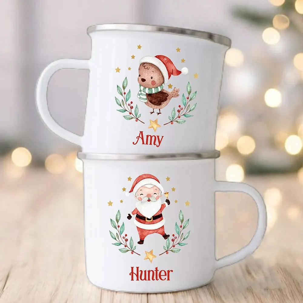 Personalized Christmas Enamel Mug with Name - Image 3