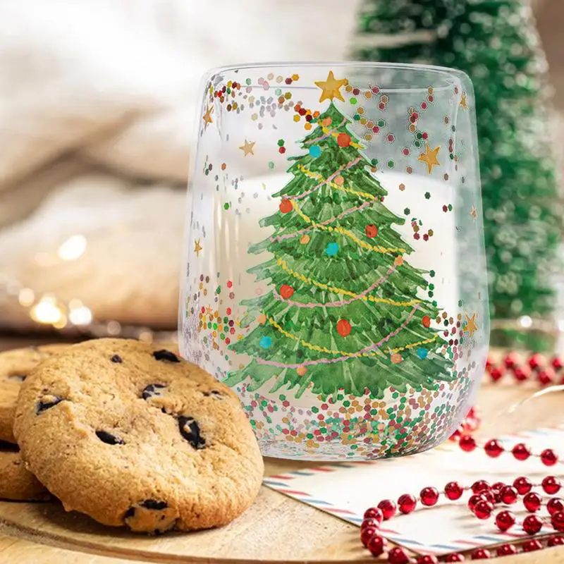 Clear Double Wall Glass Coffee Mug - Christmas Edition - Image 2