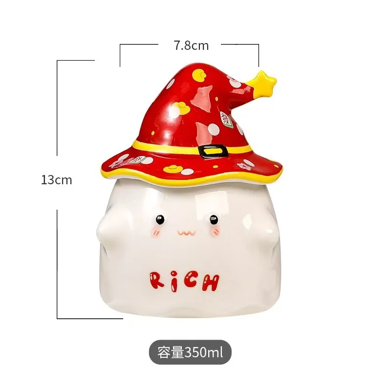 Creative Ghost Ceramic Coffee Cup with Lid - Image 6