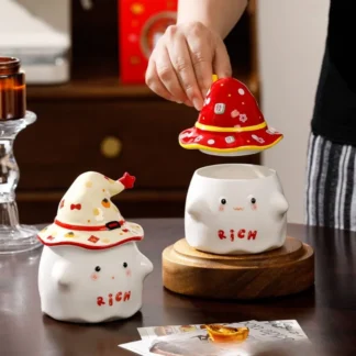 Creative Ghost Ceramic Coffee Cup with Lid