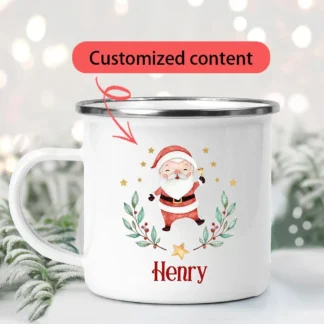 Personalized Christmas Enamel Mug with Name