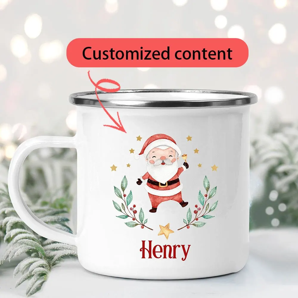 Personalized Christmas Enamel Mug with Name